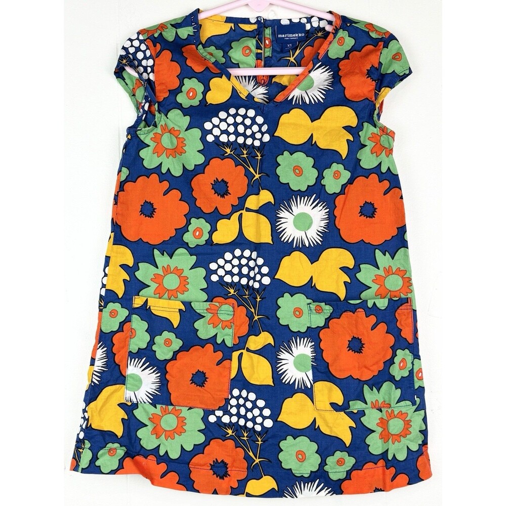 Marimekko X Target Girls Dress Floral Kukkatori Print Cap Sleeve Shift Size XS